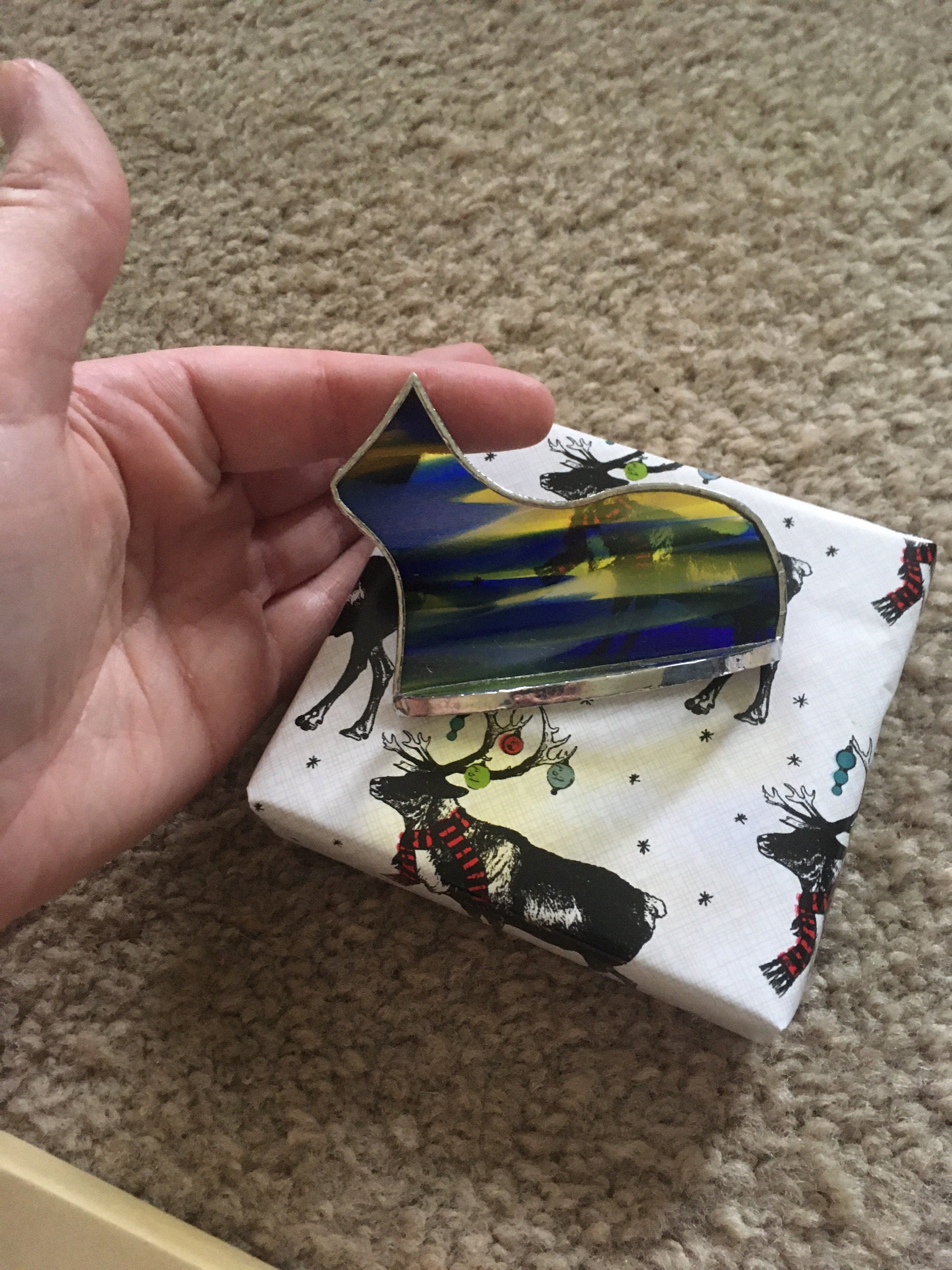 Small Standing Stained Glass Cat Suncatcher Ornament