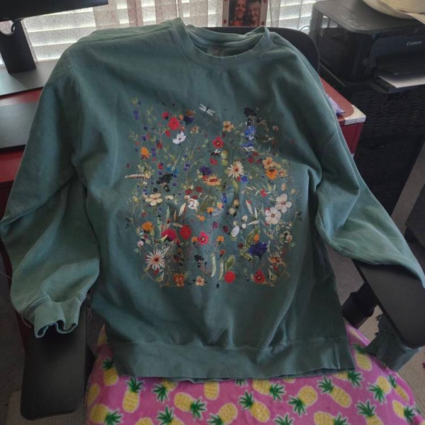 Vintage Flowers Casual Cotton Sweatshirt main image 0