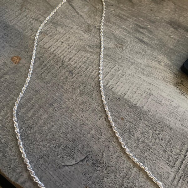 925 Sterling Silver Rope Chains Men's Women's 1mm-3mm 16