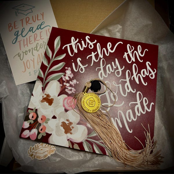 Custom Graduation Cap Topper, Where God Guides He Provides, Hand ...