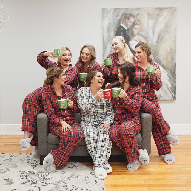 Bridesmaid Pajamas Flannel Matching Pajamas Bridesmaid Gift Bridal