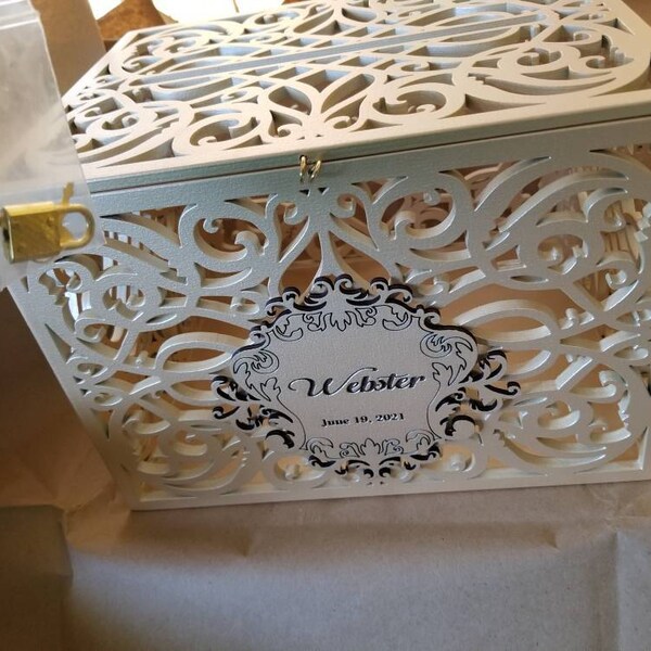 Personalized Wedding Card Box With Slot Lock Wedding Money Box Rustic ...