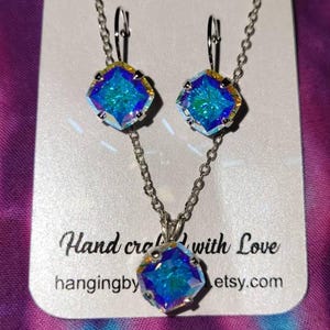 NEW Swarovski Mystic Square Stud,crystal AB Rounded Square