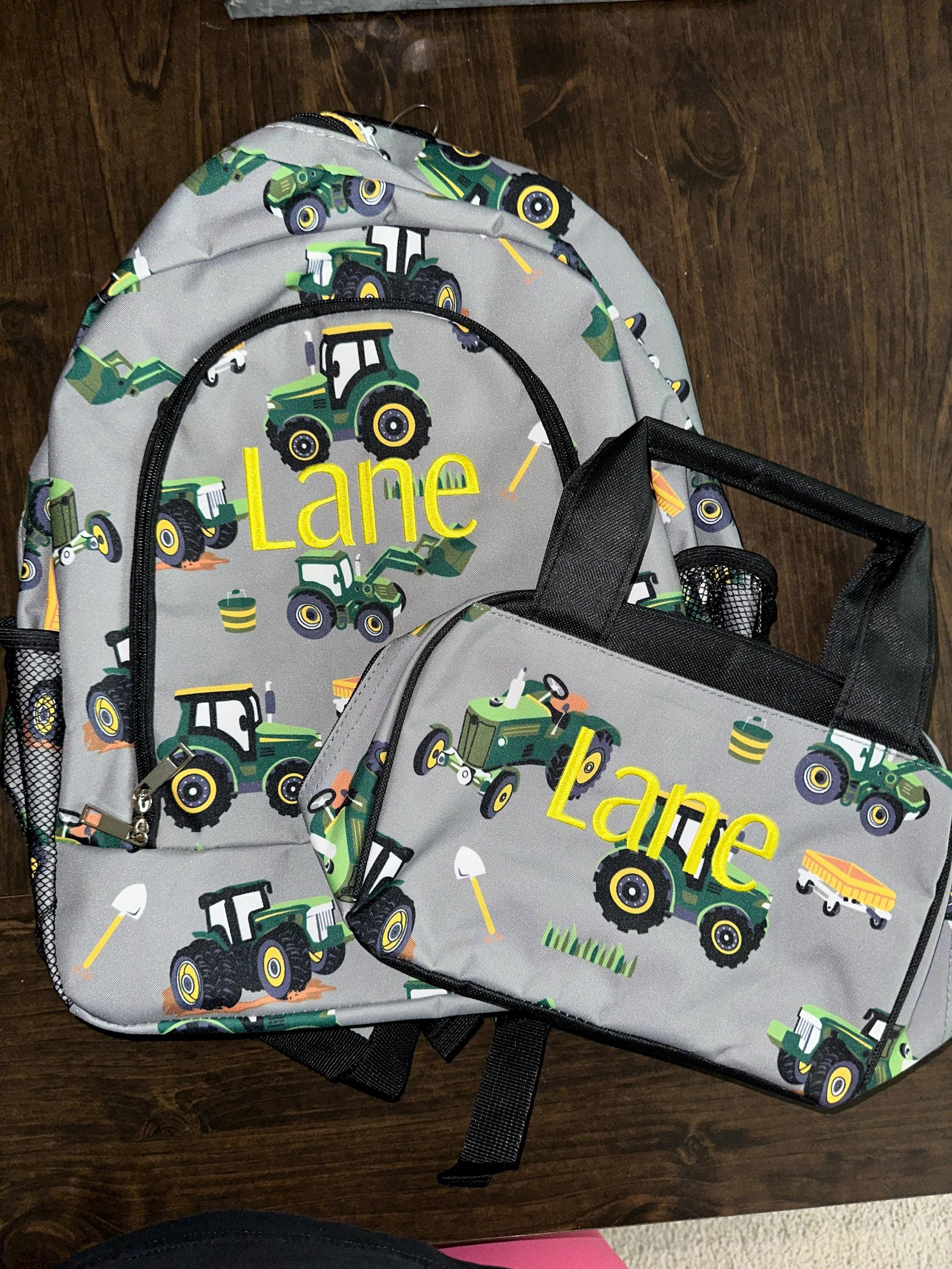 Personalize Large Green Tractor Backpack, personalized gift, Monogram backpack, backpack, kid farm backpack, boy backpack, monogram backpack