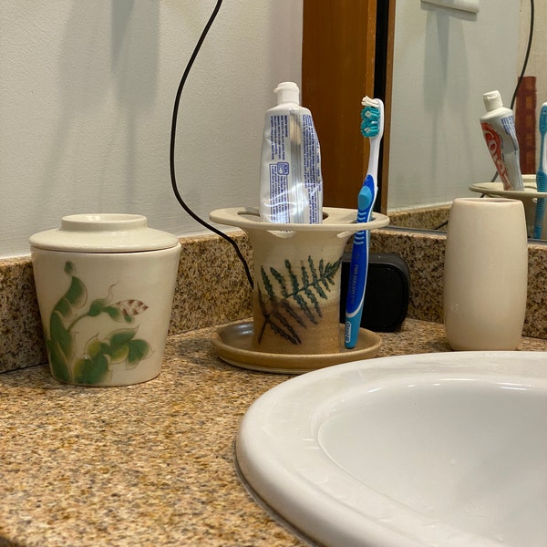Bathroom Decor, TOOTHBRUSH HOLDER, Bathroom Sink Accessory Caddy, Tooth ...