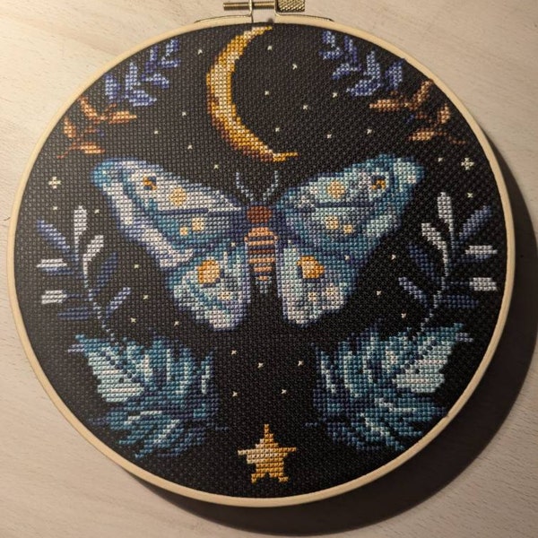Witchy Insect Pattern Magic Moth Cross Stitch Pattern PDF Digital Download Gothic Butterfly ...
