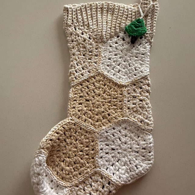 A customer's finished Hexagon Granny Stocking Crochet Pattern