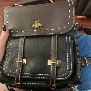 floral embroidered leather backpack