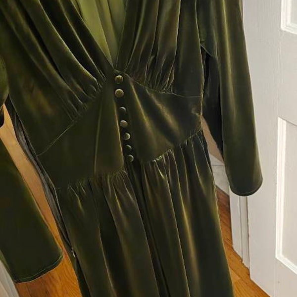 Women Velvet Vintage Dress, Midi Dress, Long Sleeves Dress, A Line ...