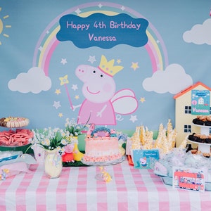 PIG Character Inspired Backdrop Personalized Birthday Party Backdrop Party  Fairy Banner Party Decoration -  Canada