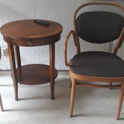 Tablette/plateau Vintage Mid-Century En Verre Et Bois Teck, Années 50/60, Rouge