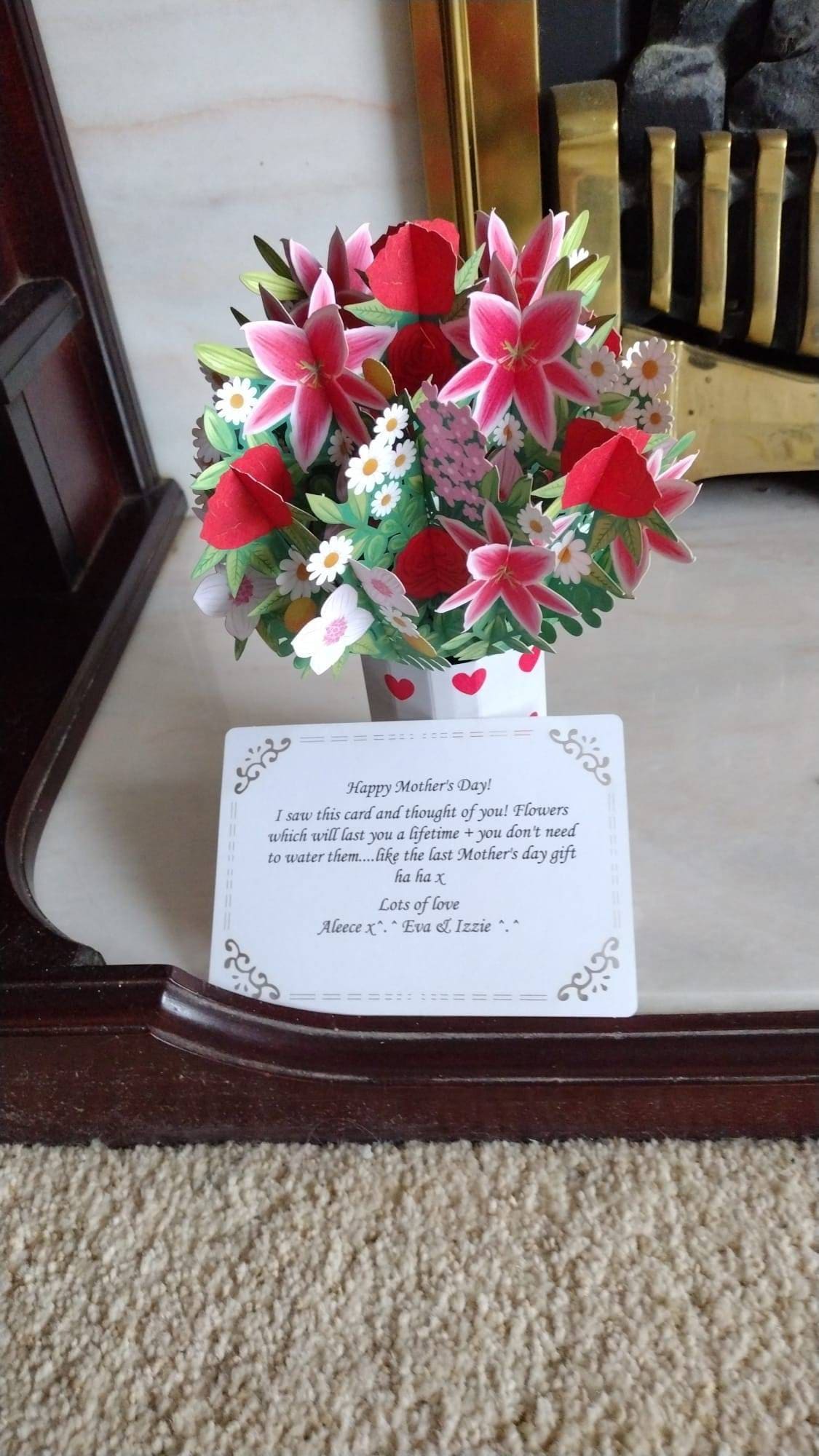 Cherry Bouquet - Pop Up 3D Card Father&#39;s Mother’s Day Birthday Valentines Wedding Anniversary Thank You Keepsake Blossoms will Last All Year