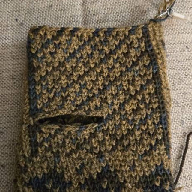 A customer's finished Traditional Fair Isle Mittens Crochet Pattern