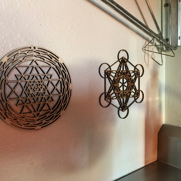 Metatron's Cube Wood Wall Art, Laser Cut Plywood, Sacred Geometry Wall ...
