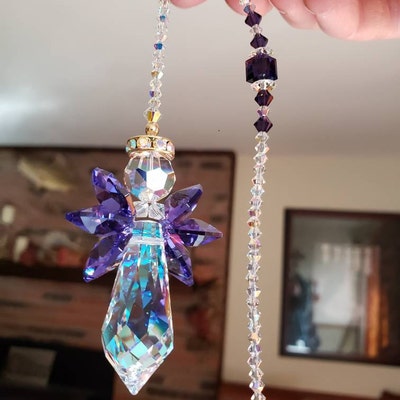 Purple Amethyst Crystal Angel Suncatcher for Car or Home - Etsy