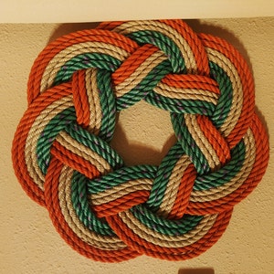 Celtic Knot Wreath, St Patricks Day wreath, Upcycled lobster rope wreath, Flag of Ireland, Irish nautical wreath by WharfWarp