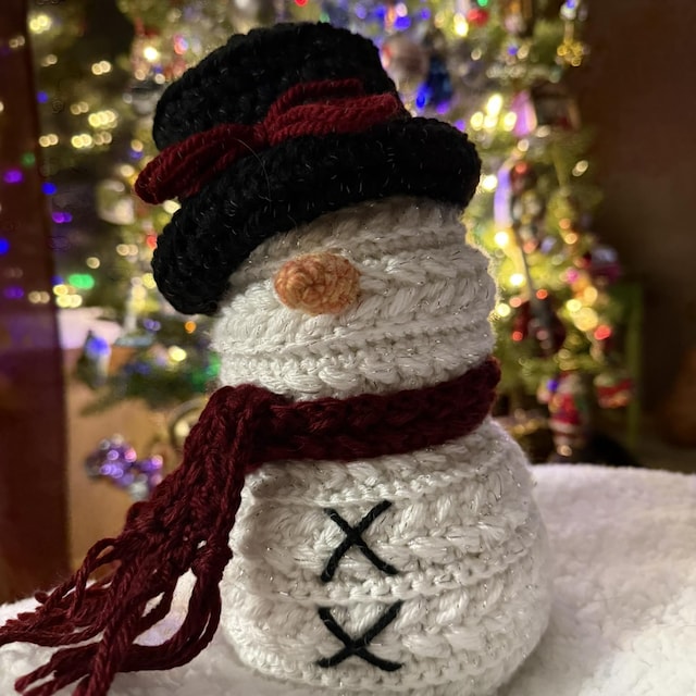 A customer's finished Wheat Stitch Snowman Crochet Pattern