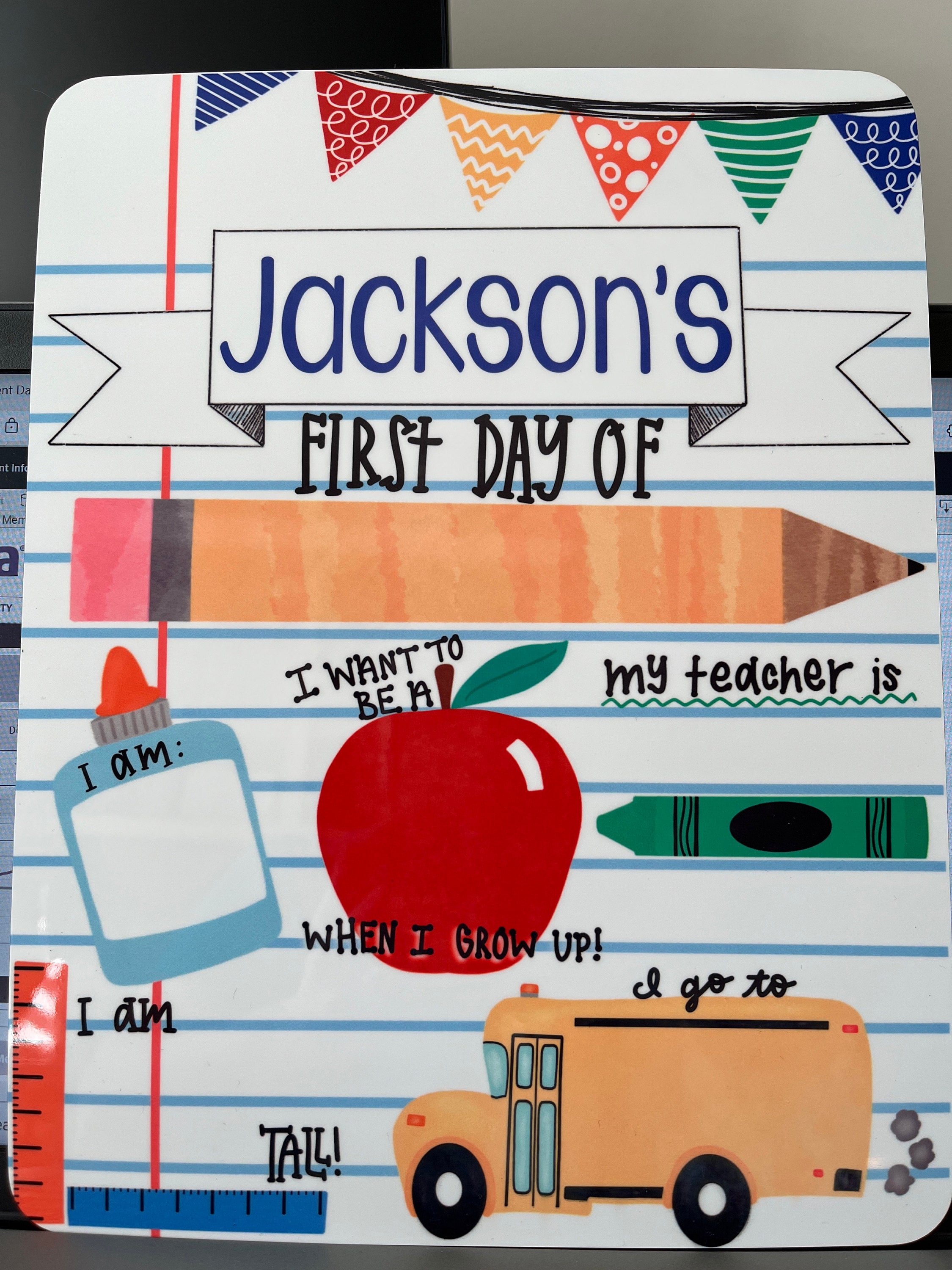 Personalized Back to School Dry Erase Board