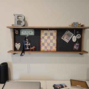 Felt Pin Board Shelf: Walnut or Maple Frame, Office Organizer