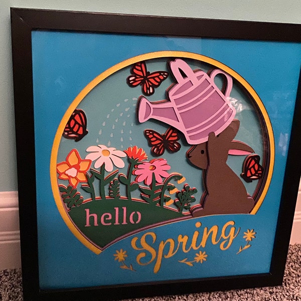 3d Hello Spring Shadow Box Svg 3d Layered Svg Easter Shadow Box Svg ...
