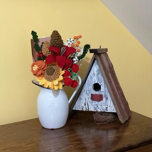Crochet Flowers Bouquet Handmade, Poinsettia Sunflower, Gift for
