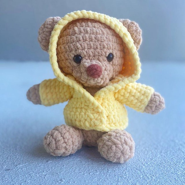 B17G / doudou peluche ours marron pull gris VERT BAUDET