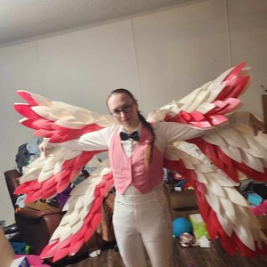 赤い羽 白赤トリプル羽衣装セラフィムコスプレハロウィン衣装悪魔悪魔