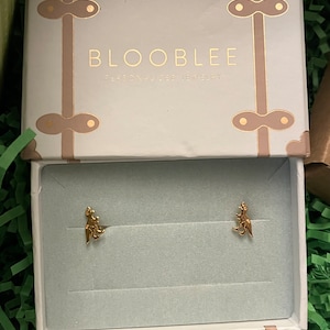 Customer photo, T-Rex Fossil Stud Earrings