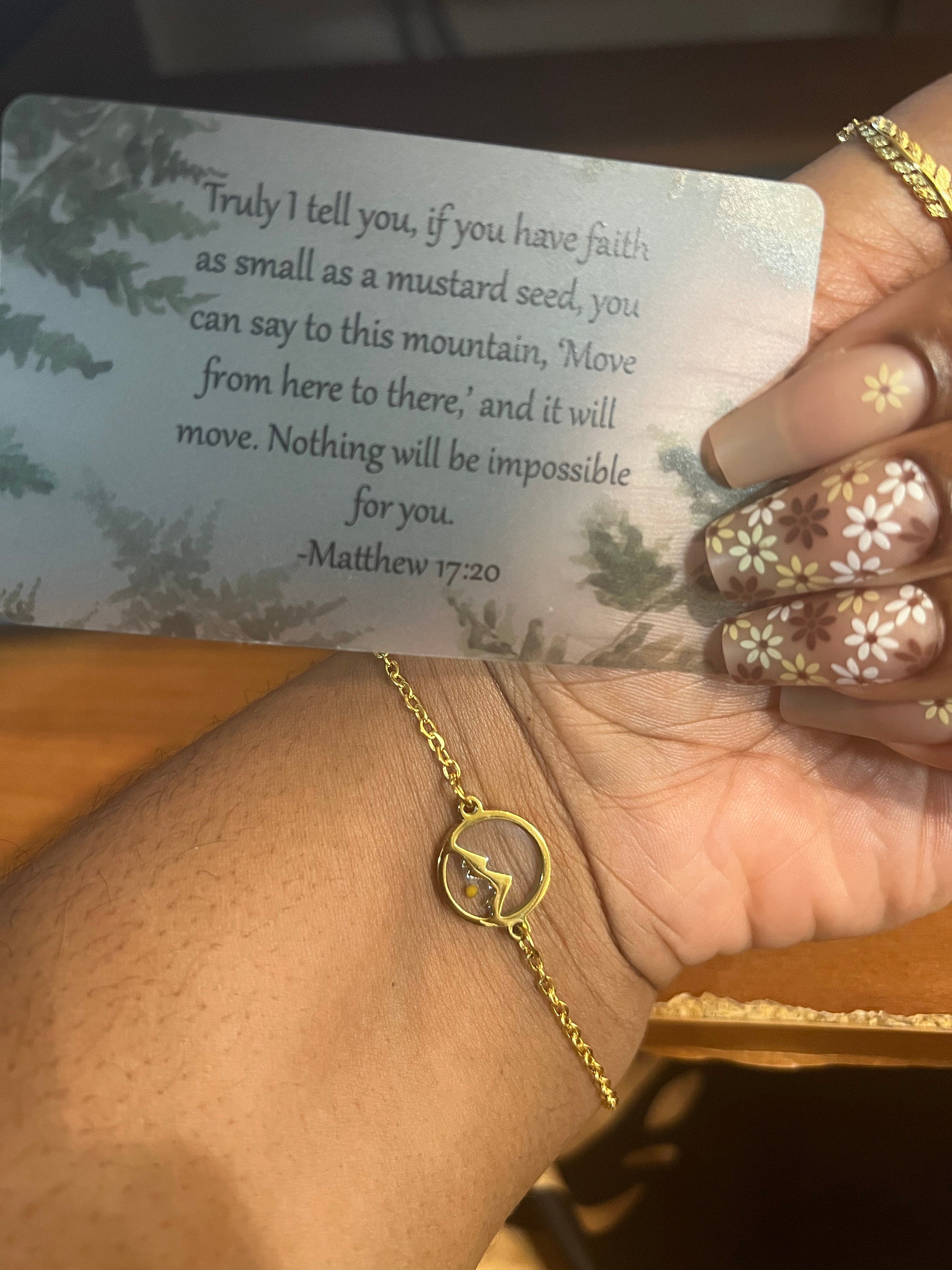 Mustard seed bracelet | Matthew 17:20 Verse | &quot;Faith can move mountains&quot; | unique faith jewelry | Christian Gift | adjustable | gift for her