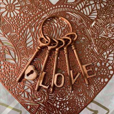 Hanging Love Keys, Cast Iron Keys, Farmhouse Decor, Jailer Keys ...