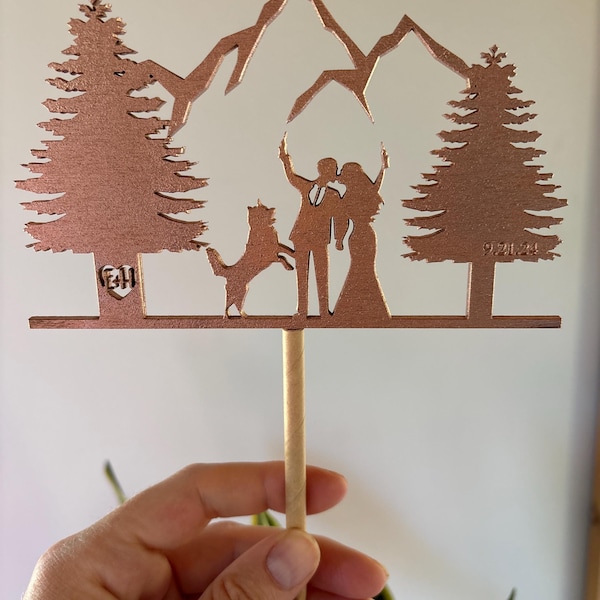 Personalized Wedding Cake Topper Rustic Mountain Cake Topper Custom ...