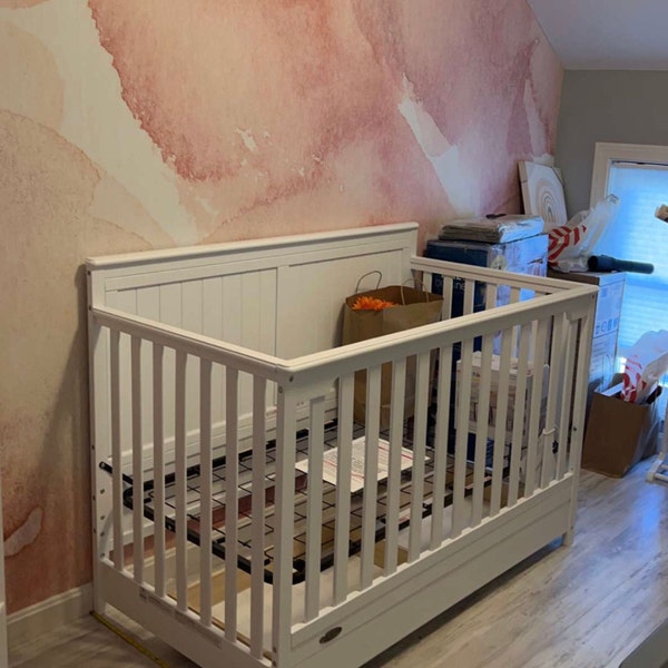 Pink Watercolor Wallpaper | Girls Room Peel and Stick Wall Mural | Self ...