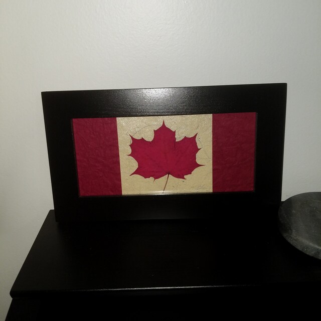REAL Pressed Maple Leaf Canadian Flag SIGNED ORIGINAL Made in