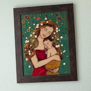グスタフ・クリムト 母と子 カスタムステンドグラス 母の日ギフト 母と