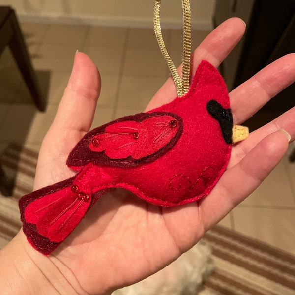 Cardinal Sewing Pattern PDF - Backyard Bird Stuffed Ornament - Felt ...