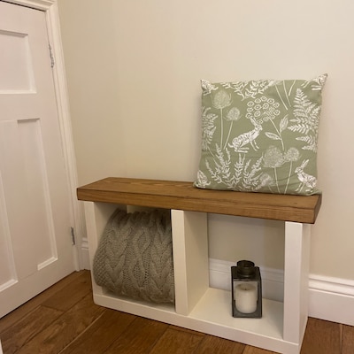 Image showcasing Solid Wooden Bench Seat Storage Unit Table - Etsy UK