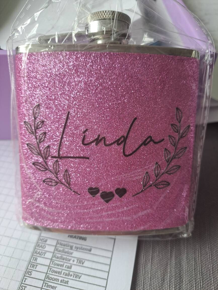 Personalized Flask, Glitter Stainless Steel 6 oz Hip Flask, Gifts for Bridesmaids, Bridesmaid Suggestions, Bridal Party