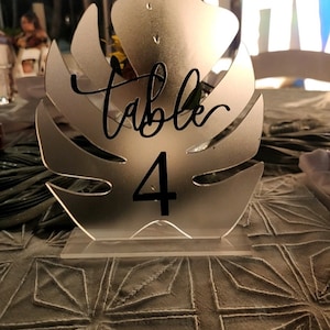 Monstera Leaf Table Number Tropical Table Number Hand Lettered Table ...