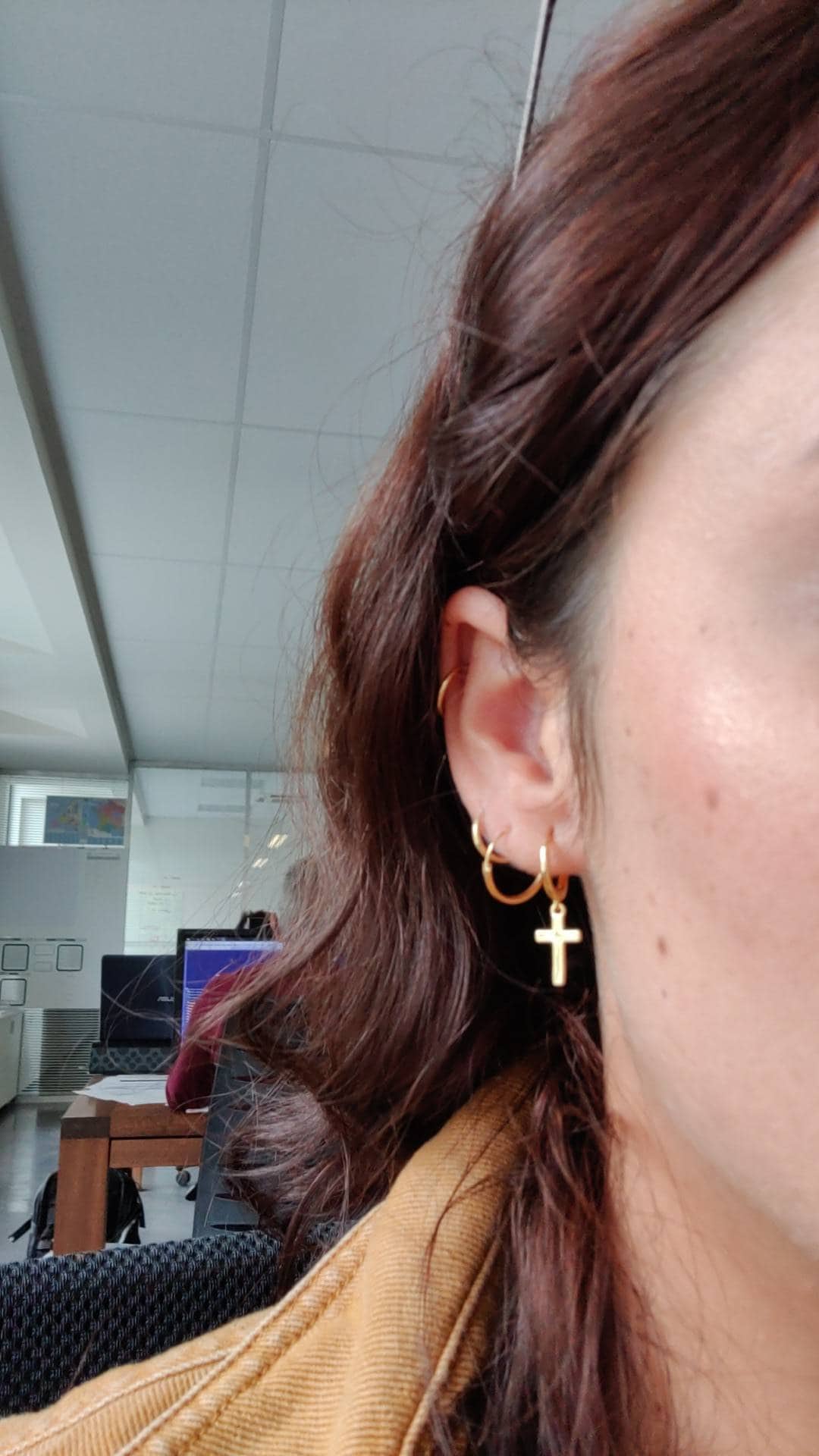 Dainty & Minimalist Cross Shaped Charm Huggie Hoop Earrings