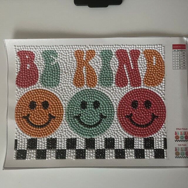 Be Kind Retro Smiley Face Diamond Painting Art Kit With Frame DIY Adult and  Kids 