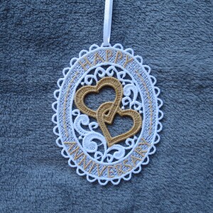 FSL Anniversary Heart, Happy Anniversary - Free Standing Lace