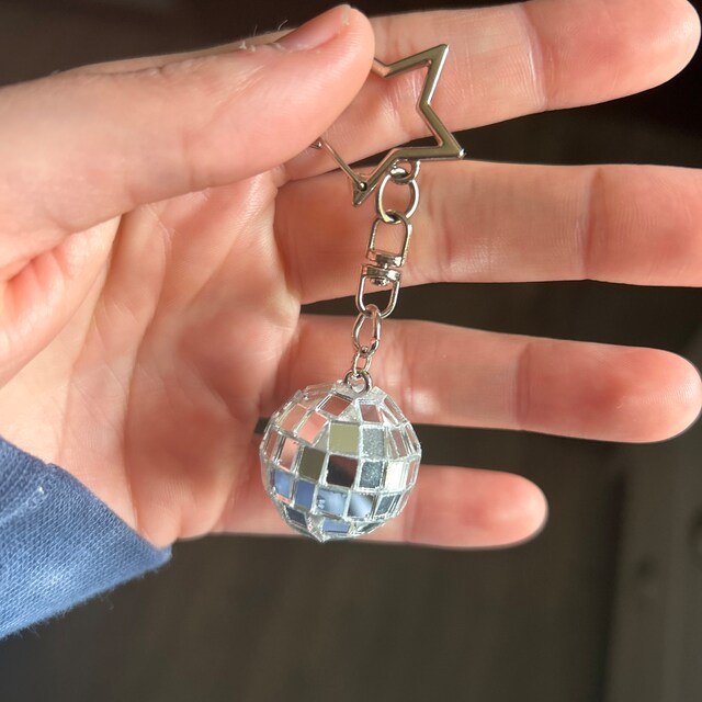 Disco Ball Keychain| Groovy Keychain| Silver Disco Keychain|mini