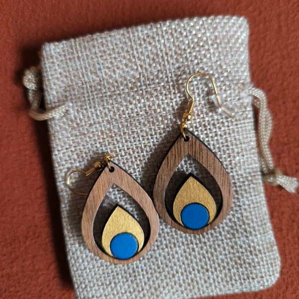 Boucles D'oreilles Pendantes En Pierre Naturelle - Fabrication Artisanale - Fermoir Clous Acier Inox - Neuf Avec étiquettes
