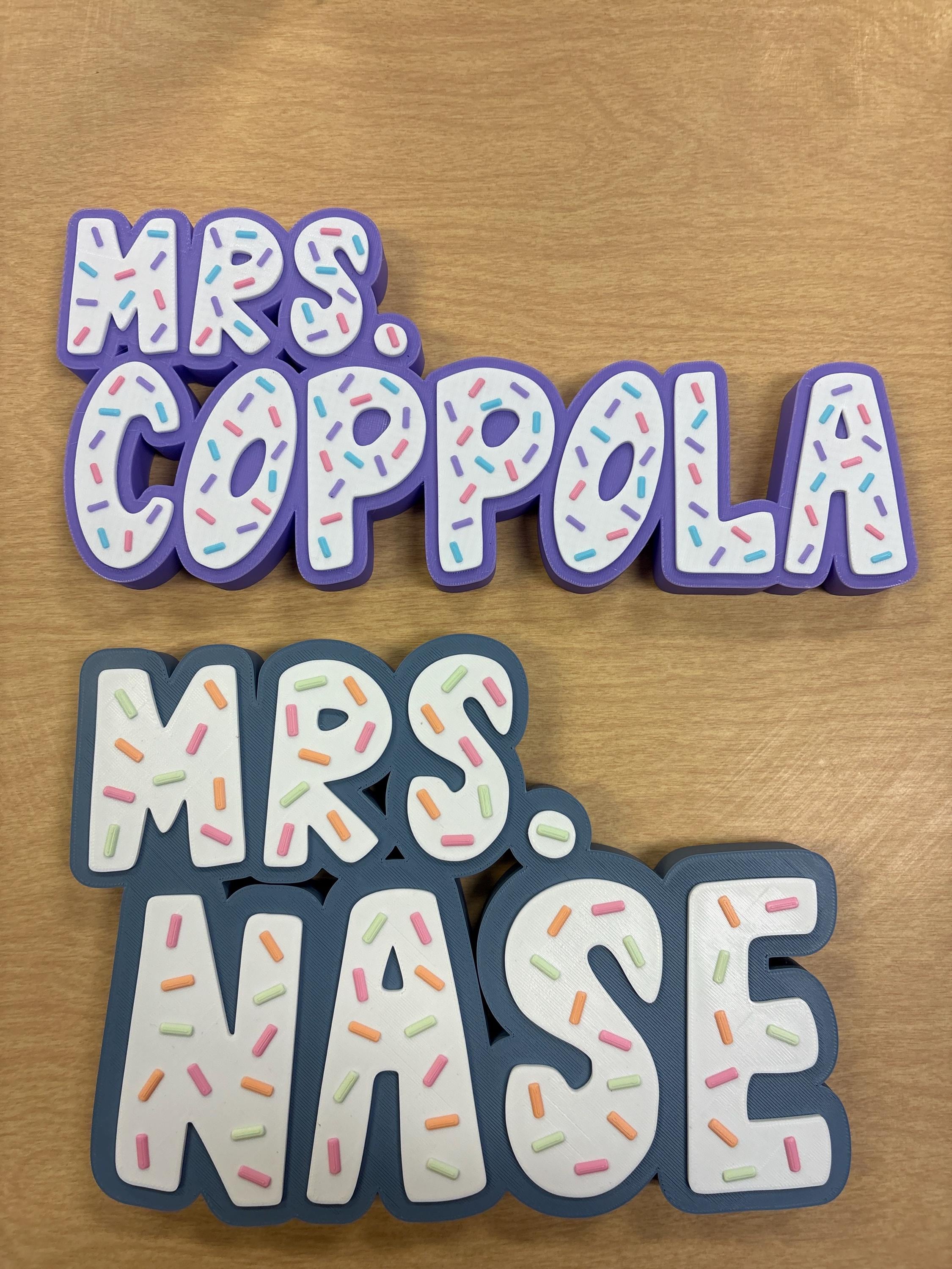 3D Sprinkles Name Plate - Custom Cupcake Name Sign - Purple Teacher Gift - Teacher Desk Name Sign - Desk Name Plate - Custom Name for Desk