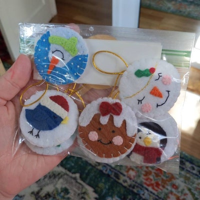 Handsewn Mini Felt Flatties Christmas Ornaments/gift Tags - Etsy