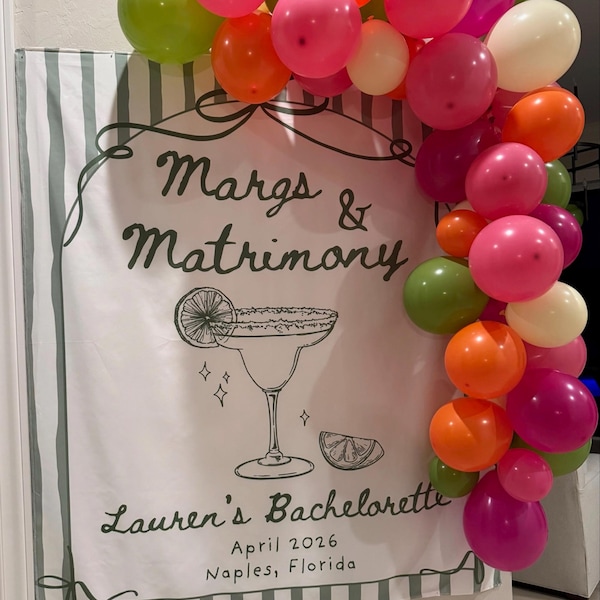 Margs and Matrimony Bachelorette Party Tapestry, Margaritas and ...