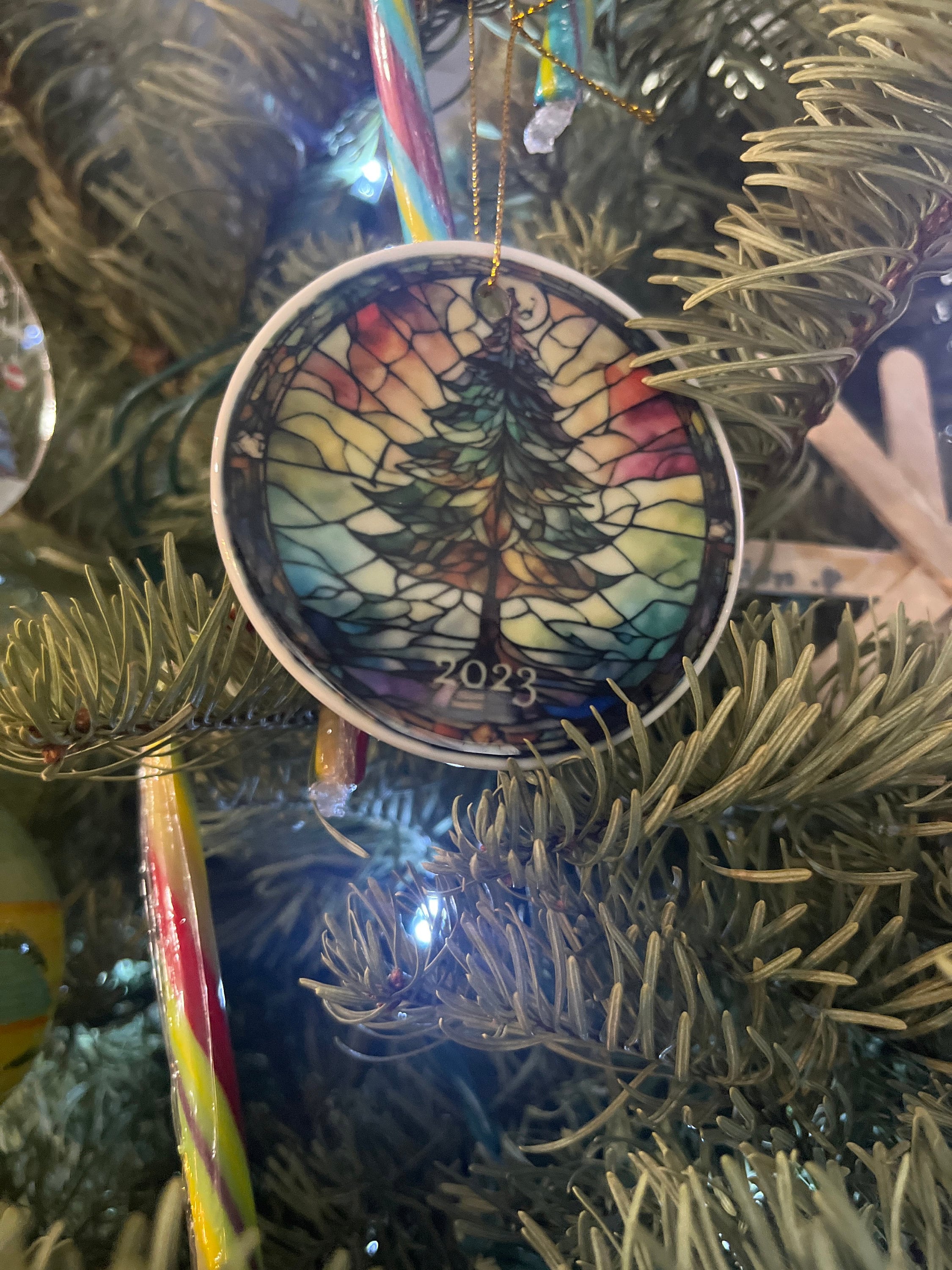Christmas 2024 Ornament, Christmas Decoration, Holiday Gift Idea, Heirloom Keepsake, Round Ceramic, Gift Exchange, Gift Idea, Xmas Tree