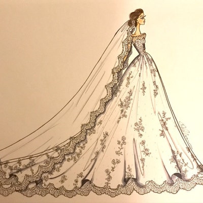 Custom Bride Illustration Dress Drawing Wedding Memento - Etsy
