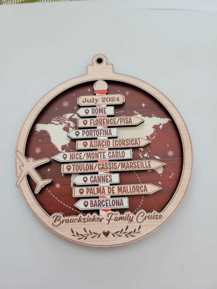Personalized Travel Adventure Ornament, Custom Traveling Destination Ornament, Couple Traveling Destination, Travel Gift, Christmas Gift