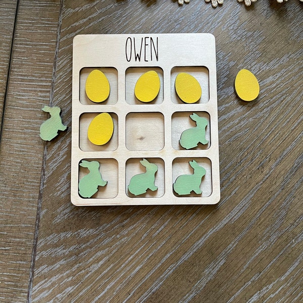 Personalized Easter Tic Tac Toe Bunny and Eggs - Easter Basket Stuffer ...